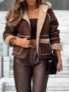Womens Hooded Plush Spliced casual Jacket