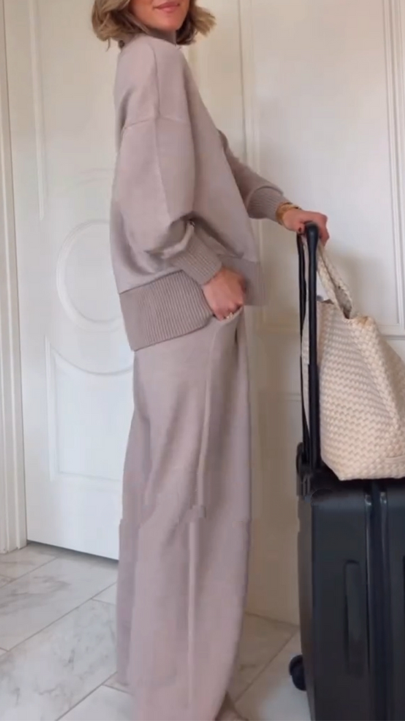 Women's High-slender Patchwork Slit Casual Suit