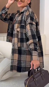 Women Lapel Plaid Casual Shirt