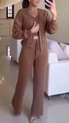 Women Solid Color Casual Three-piece Suit