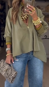 Womens Round Neck Half Zipper Casual Top
