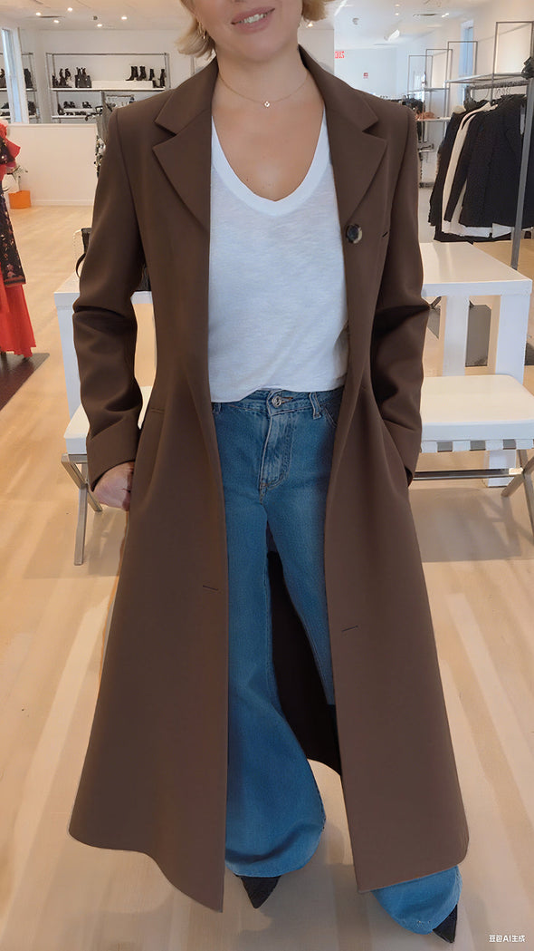 Women Lapel Leopard Print Casual Flared Coat