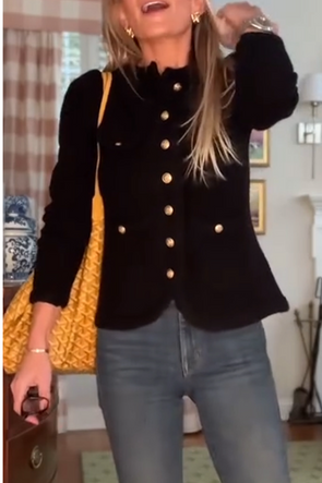 Ladies Round Neck Breasted Casual Coat