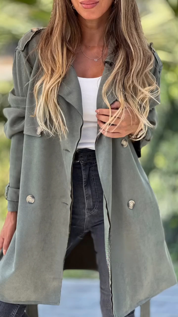 Womens Lapel Temperament Casual Windbreaker