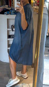 Women's V-neck Half-open Collar Button Denim Casual Dress