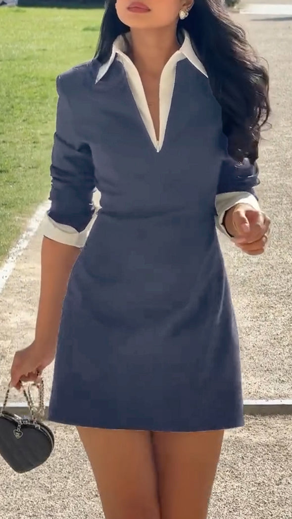 Ladies' Lapel Temperament Commuting Dress