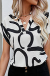 Ladies' V-neck Printed Casual Tops