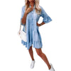Women's V-neck Patchwork Solid Color Casual Dress