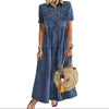 Ladies' Lapel Patchwork Buckle Printed Casual Dress