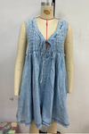 Women's V-neck Patchwork Pleated Washed Water Casual Short Jumpsuit