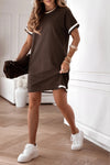 Ladies' Round Neck Patchwork Striped Casual Loose Dress