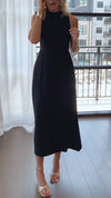 Women's Round Neck Solid Color Casual Dress