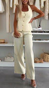 Ladies' Neck Hanging Buckle Top+ Pants with A Casual Temperament Suit