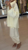 Ladies' Collar Shirt+ Pants Solid Color Casual Suit