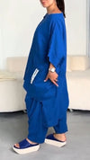 Women's Round Neck Irregular Long Top+ Pants Casual Suit