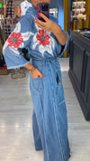 Ladies' Collar Printed Patchwork Casual Jumpsuit
