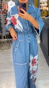 Ladies' Collar Printed Patchwork Casual Jumpsuit