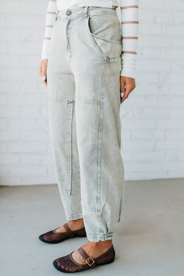 Ladies' Washed and Spliced Casual Jeans