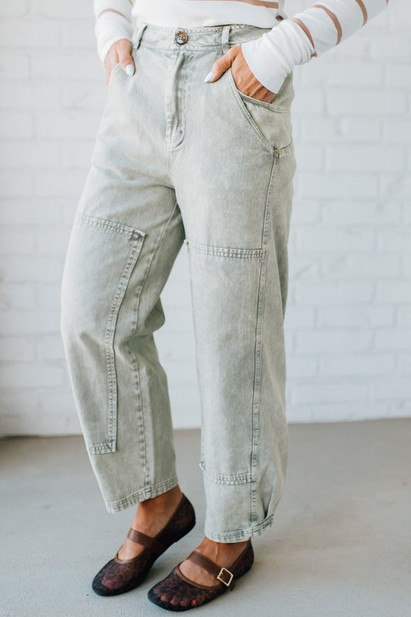 Ladies' Washed and Spliced Casual Jeans