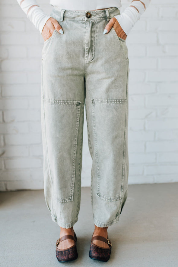 Ladies' Washed and Spliced Casual Jeans