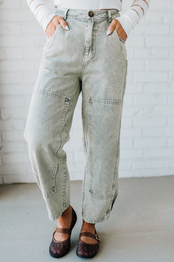 Ladies' Washed and Spliced Casual Jeans