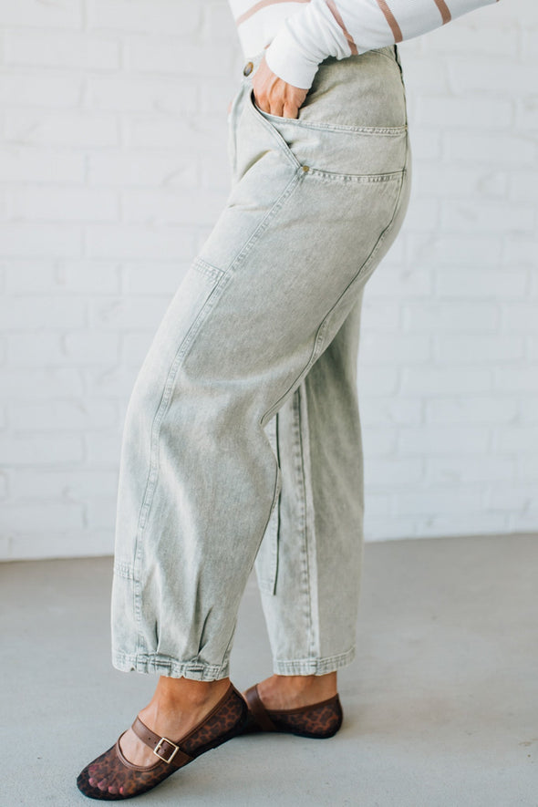 Ladies' Washed and Spliced Casual Jeans