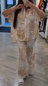 Ladies' Collar Print Loose Casual Suit