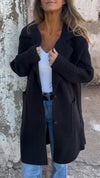 Women Collar Patchwork Knitted Casual Coat
