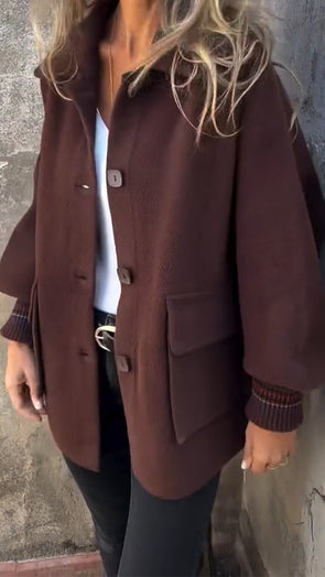 Ladies Lapel Breasted Casual Coat