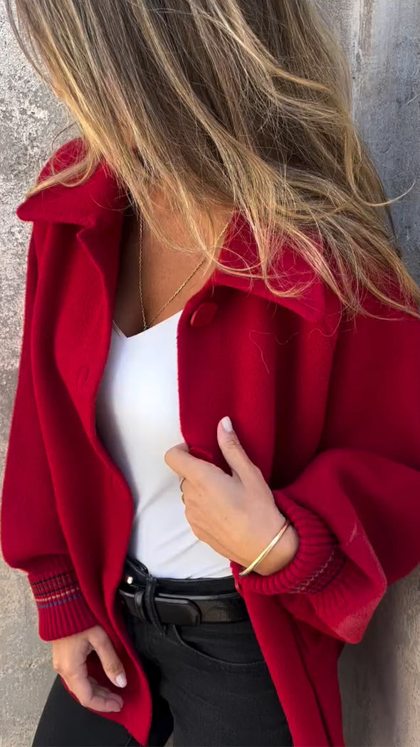Ladies Lapel Breasted Casual Coat