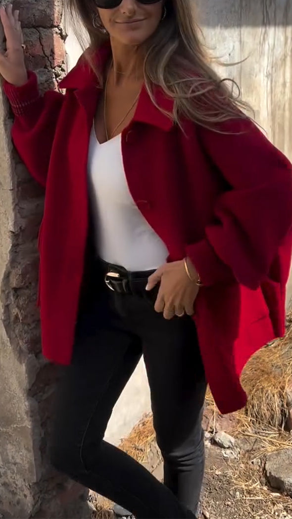Ladies Lapel Breasted Casual Coat