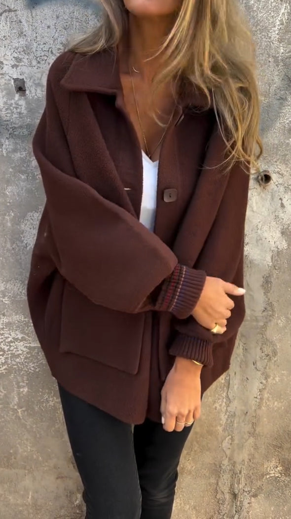 Ladies Lapel Breasted Casual Coat