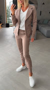 Women Collar Jacket+ Pants Commuting Style Set