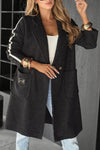 Ladies Collar Vertical Stripe Casual Coat