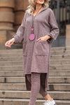 Women Round Neck Irregular Long Top+ Pants Casual Suit