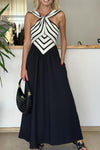 Ladies Patchwork Pattern Casual Dress