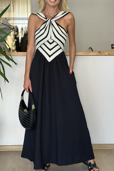 Ladies Patchwork Pattern Casual Dress
