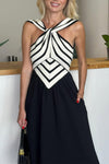 Ladies Patchwork Pattern Casual Dress