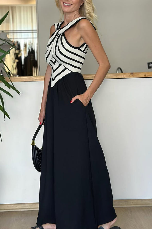 Ladies Patchwork Pattern Casual Dress