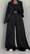 Women Strapless Jumpsuit+ Jacket Style Commuting Set