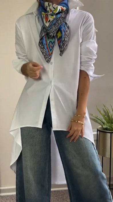 Women Collar Irregular Solid Color Shirt