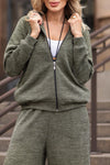 Women Round Neck Zipper Cardigan+ Pants Casual Set