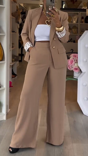 Ladies Collar Jacket+ Pants Style Commuting Suit