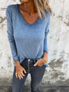 Women U-neck Solid Color Casual Top