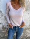 Women U-neck Solid Color Casual Top