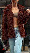 Women Lapel Hair Strip Casual Coat