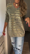 Womens Round Neck Printed Letter Casual Top