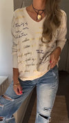 Womens Round Neck Printed Letter Casual Top