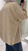 Womens Round Neck Hot Diamond Casual Coat