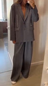 Womens Lapel Jacket + Pants Temperament Casual Suit